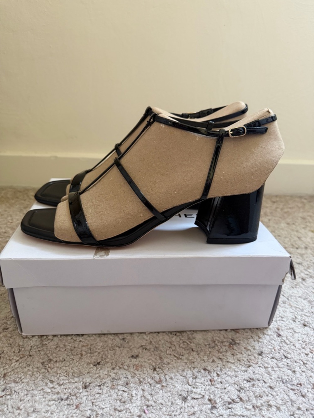 Marc Fisher Black Strappy Heeled Sandals Size 11M | Square Toe Minimalist Chic - Picture 2 of 5